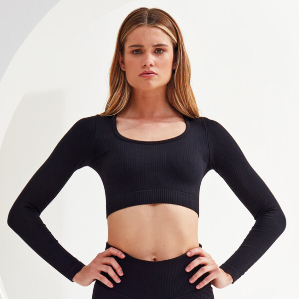 Women’s TriDri® ribbed seamless '3D Fit' crop top Thumbnail
