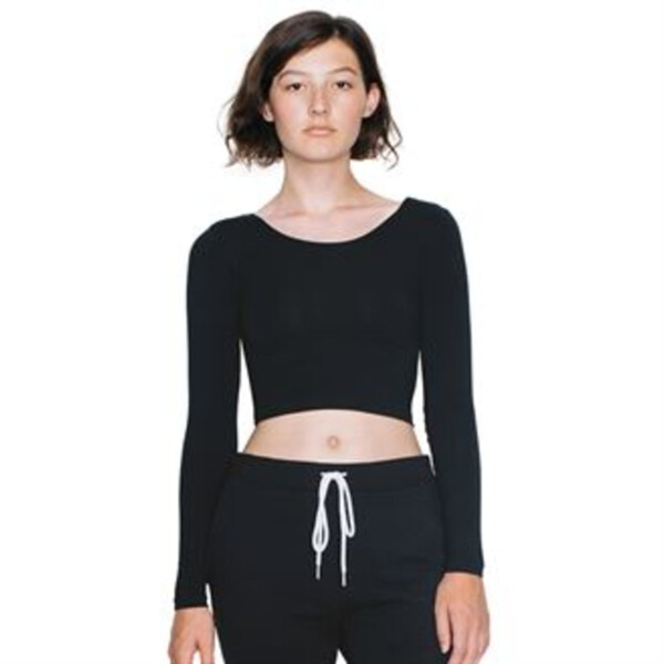 Long sleeve cotton Spandex Jersey crop top (8379) Thumbnail